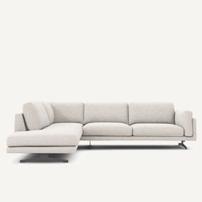 Hoekbank met longchair, in gespikkeld canvas, CÉSAR