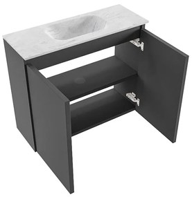 Mondiaz Ture DLux toiletmeubel 60cm dark grey met wastafel opalo midden zonder kraangat