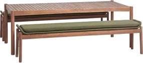 Rechthoekige Tafelset 180x90 Cm En 2 Tuinbanken Van Acaciahout En Gevlochten Touw Karvia Acacia Bruin & Bouclé Saliegroen - Sklum