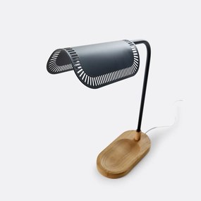 Verstelbare lamp, smeedijzer en eik, Opia