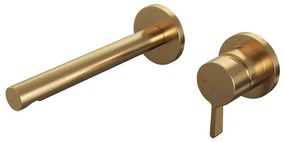 Brauer Gold Edition Wastafelmengkraan inbouw - rechte uitloop links - hendel middel dik - model E 1 - PVD - geborsteld goud 5-GG-004-S1-65