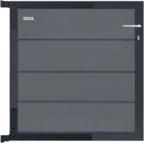 Tuinhek poort composiet Modular rock grey - antraciet aluminium frame compleet (90 x 90 cm)