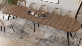 Mazzoni EXPANSO Bruin Eiken / zwarte poten - OVALE UITSCHUIFTAFEL 160-360 cm VOOR 16-18 PERSONEN
