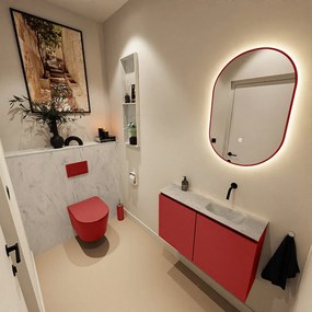 Mondiaz Ture DLux toiletmeubel 80cm fire met wastafel opalo rechts zonder kraangat