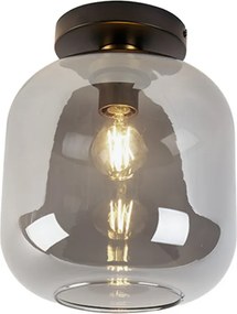 Design plafondlamp zwart met goud en smoke glas - Zuzanna