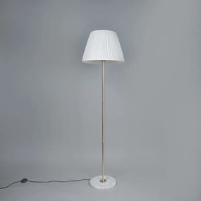 Retro vloerlamp messing met Plisse kap crème 45 cm - Kaso Retro E27 rond Binnenverlichting Lamp