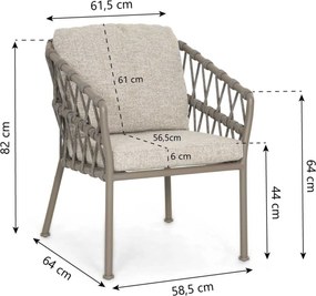 Tuinset 6 personen 150 cm Rope Taupe Santika Furniture Santika