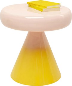 Retro Salontafel Roze Geel Emaille - 42 X 42cm.