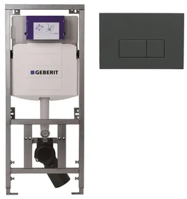Geberit Inbouwreservoir - UP320 - QeramiQ push bedieningsplaat - dualflush - rechthoekige knoppen - kunststof antraciet mat SW1102377 0701131