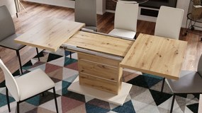 Mazzoni PIANO eiken artisan / beige - moderne uitschuifbare tafel tot 200 cm