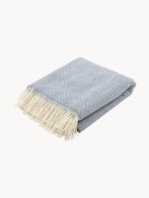 Wollen plaid Tyrol met visgraatpatroon en franjes