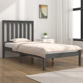 vidaXL Bedframe massief grenenhout grijs 100x200 cm