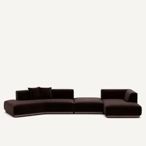 Open bank met hoek rechts met fluwelen voetensteun, JACOPO