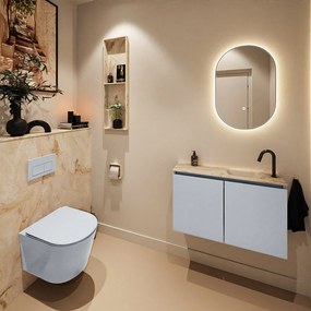 Mondiaz Ture DLux toiletmeubel 80cm clay met wastafel frappe rechts met kraangat