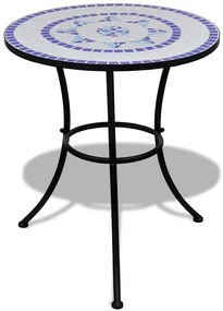 vidaXL Bistrotafel 60 cm mozaïek blauw en wit