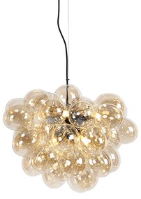 Eettafel / Eetkamer Art Deco hanglamp zwart met Amber glas 8-lichts - Uvas Art Deco G9 bol / globe / rond Binnenverlichting Lamp