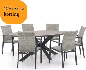 + 10% kassakorting | Diningset Manifesto | 6 personen polywood | Tuinset stapelbaar | 7-delig | Kees Smit Tuinmeubelen