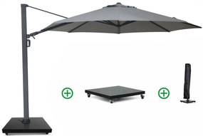 Zweefparasol 3.5m S2 Excellent (incl. voet + hoes) Grijs-antraciet Camello Luna