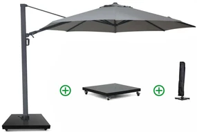 Zweefparasol 3.5m S2 Excellent (incl. voet + hoes) Grijs-antraciet Camello Luna