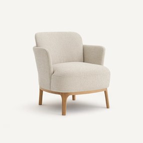 Fauteuil, massief eiken en stof met structuur, JABOTE