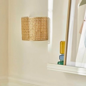 Wandlamp in gevlochten rotan, Dolkie