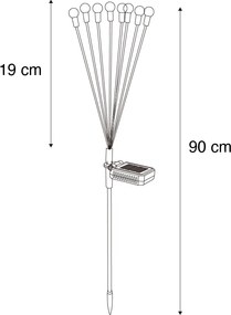 Set van 2 buitenlampen zwart incl. LED met solar en grondpin - Fire Fly