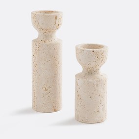 Set van 2 kandelaars in travertin, Rumia