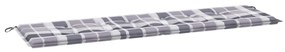 vidaXL Tuinbankkussen ruitpatroon 180x50x3 cm stof grijs