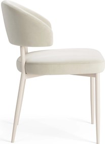 IRIS Zandkleurig beige (stof Victoria A80) / beige onderstel – MODERNE GESTOFFEERDE STOEL VOOR WOONKAMER/EETKAMER BOHO