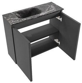 Mondiaz Ture DLux toiletmeubel 60cm dark grey met wastafel lava links met kraangat