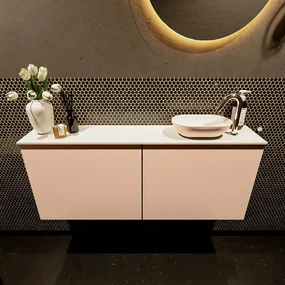 Mondiaz Fowy toiletmeubel 120cm rosee met oudroze waskom rechts en kraangat