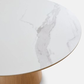 Ronde eettafel, van eikenfineer en keramische steen, 4-persoons, WHIZ