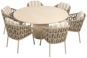 4 Seasons Outdoor Beverly tuinset met Hampton tafel Ø 160 cm Tuinset   beige weerbestendig
