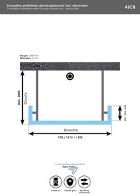 Brauer JC profielloze doorloopdouche 120/40/40cm zwart mat