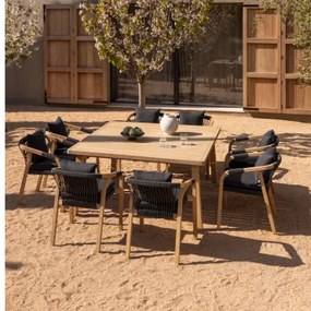 Set Van 150x150 Cm Vierkante Tafel En 8 Tuinstoelen Met Armleuningen In Dubai Acacia Hout Grijs – Grafiet & Rustiek Acaciabruin - Sklum