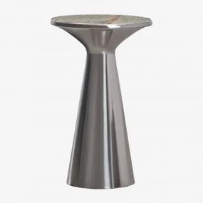 Ronde Bijzettafel Ø30 Cm Van Roestvrij Staal Selmalis Groen Marmer Forest - Sklum