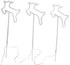 Set van 3 kerst prikspots wit herten incl. LED met timer IP44 - Shika