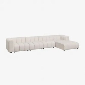 Eliot 4-delige Modulaire Rechter Chaise Longue Bank In Bouclé Stof Bouclé Crèmebeige - Sklum