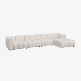 Modulaire Bank Met Chaise Longue Rechts, 4-delig, In Bouclé Stof Eliot Crèmebeige Boucléstof - Sklum