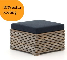 + 10% kassakorting | Voetenbank | ROUGH-C | Teakhout | Blauw/Old Teak Greywash | 60x60cm | Kees Smit Tuinmeubelen