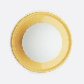 Ronde wandlamp van keramiek en opaline glas, Holi