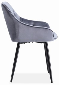 stoel K487, grijs - modern, doorgestikt, glamour, voor salon, eetkamer, VELVET
