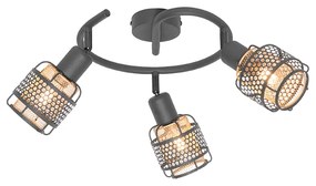 Design plafondlamp zwart met goud 3-lichts rond - Noud Design E14 Binnenverlichting Lamp