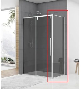 Van Rijn Products ST06 Wand - 88.5x200cm - rookglas - dikte 8mm - tbv hoekcabine - chroom ST0635090WGR