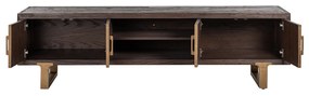Richmond Interiors Cromford Mill Tv-meubel Donker Hout Brushed Gold - 200x45x56cm.