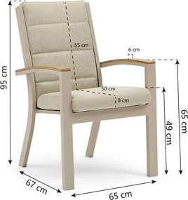 Tuinset 6 personen 240 cm Aluminium Zand/Beige Osmen Midura/Diogo