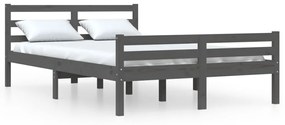 vidaXL Bedframe massief hout grijs 120x190 cm 4FT Small Double