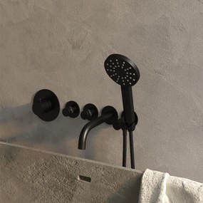 Brauer Black Edition inbouw badkraan met uitloop en 3 standen handdouche zwart mat