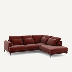 Linkse hoekbank met leuning in fluweel, Marsile