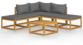 vidaXL 6-delige Loungeset met kussens massief acaciahout
